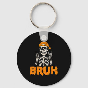 Bruh Rocker Skeleton Funny Halloween Costume Men B Key Ring
