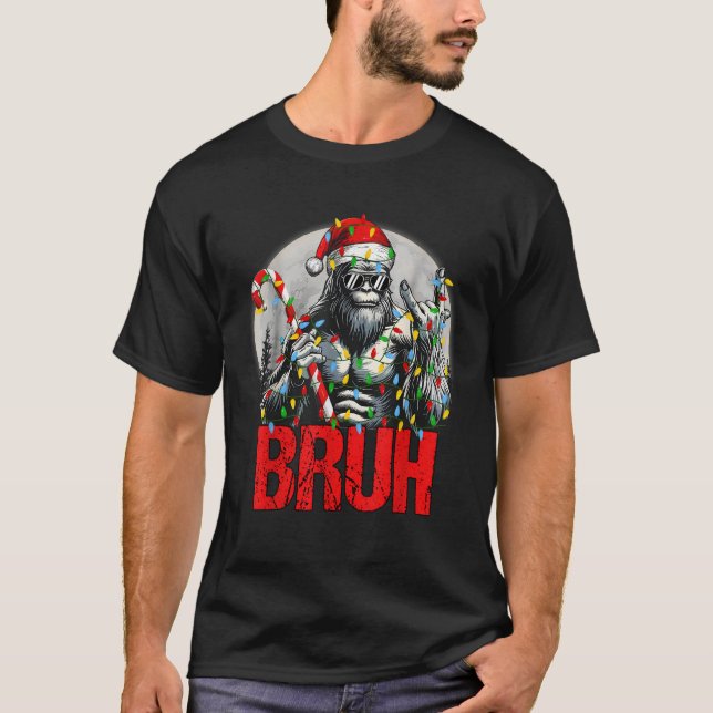 Bruh Santa Bigfoot Christmas Funny Sasquatch Xmas  T-Shirt (Front)