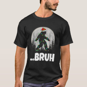 Bruh Santa Bigfoot Christmas Lights Funny Sasquatc T-Shirt