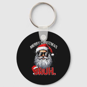 Bruh Santa Hat Funny Christmas Red Plaid Men Boys  Key Ring