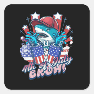 Bruh Shark 4th Of July Square Sticker