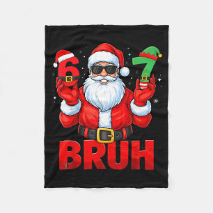 Bruh Six Seven 67 Meme 6 7 Elf Santa Christmas Paj Fleece Blanket