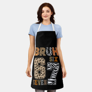 Bruh Six Seven 67 Meme Wild Animal Print Streetwea Apron