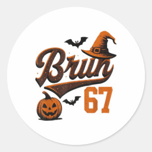Bruh Six Seven Halloween 6-7 Funny Ghost Slang Fal Classic Round Sticker