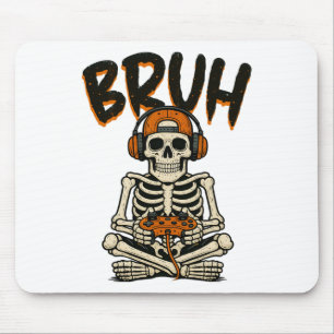 Bruh Skeleton Gamer Funny Halloween Video Gaming B Mouse Mat