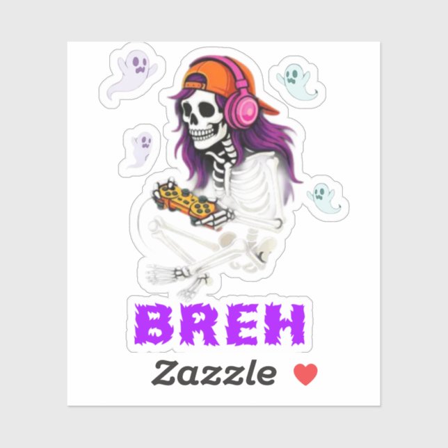 Bruh Skeleton Gamer Halloween Gaming Boys Kids  (Sheet)