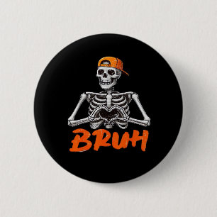 Bruh Skeleton Hand Heart Halloween Costumes Men Cl 6 Cm Round Badge