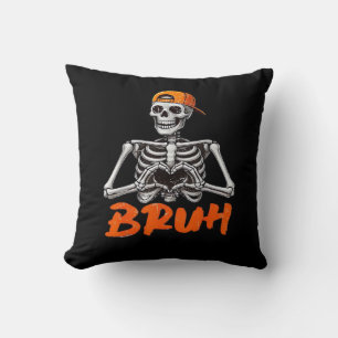 Bruh Skeleton Hand Heart Halloween Costumes Men Cl Cushion