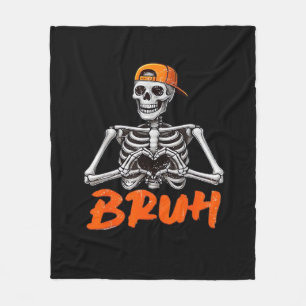 Bruh Skeleton Hand Heart Halloween Costumes Men Cl Fleece Blanket