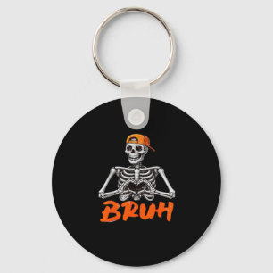 Bruh Skeleton Hand Heart Halloween Costumes Men Cl Key Ring