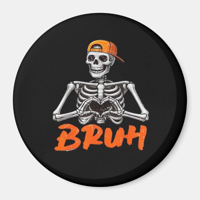 Bruh Skeleton Hand Heart Halloween Costumes Men Cl Magnet (Front)