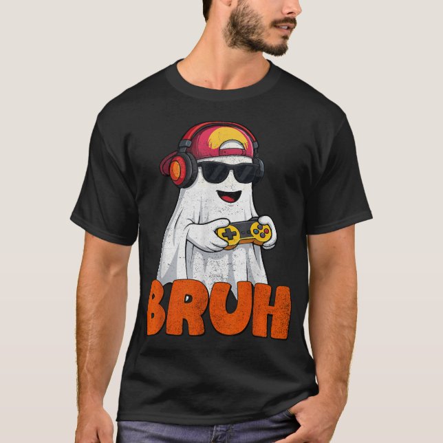  Bruh Spooky Boo Halloween Costume Game Gaming Men T-Shirt (Front)