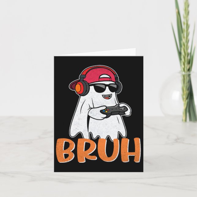 Bruh Spooky Boo Halloween Costume Gamer Gaming Men Card (Front)