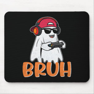 Bruh Spooky Boo Halloween Costume Gamer Gaming Men Mouse Mat