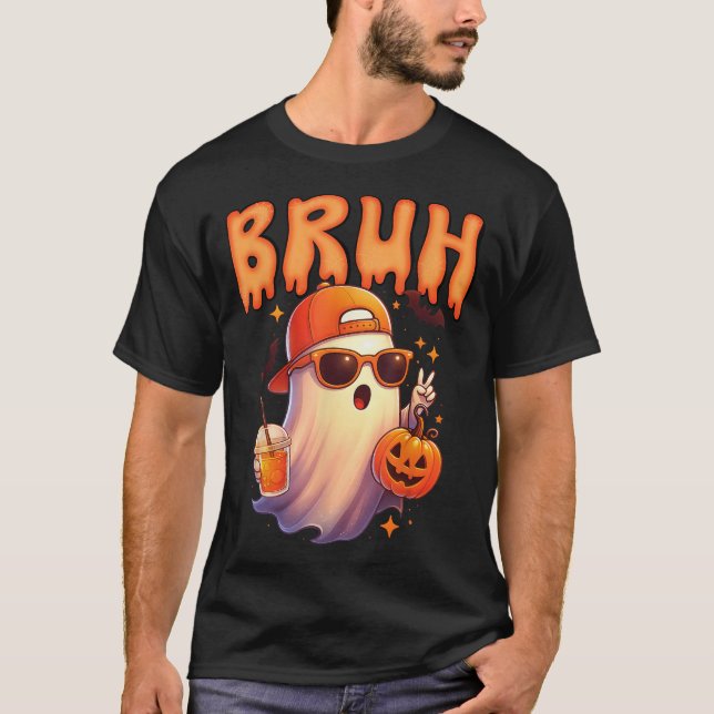 Bruh Spooky Ghost Halloween Kids Toodlers T-Shirt (Front)