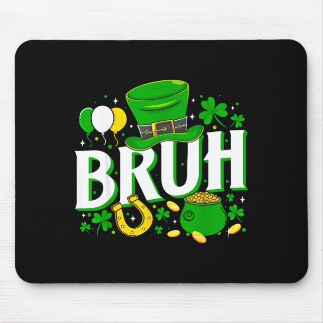 Bruh St Patrick's Day Irish Illustration Mouse Mat (Front)