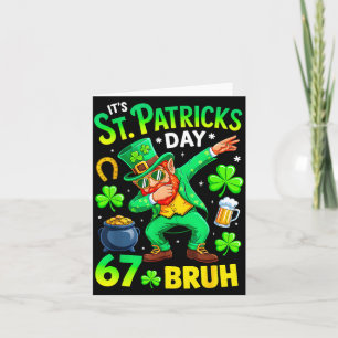 Bruh st patricks day meme six seven dabbing card