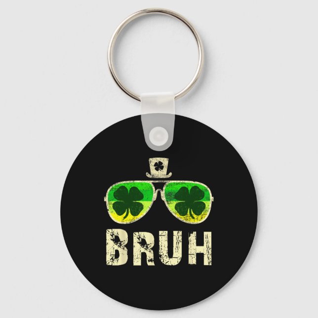 Bruh St Patricks Day Teens Boys Kids Saint Patrick Key Ring (Front)