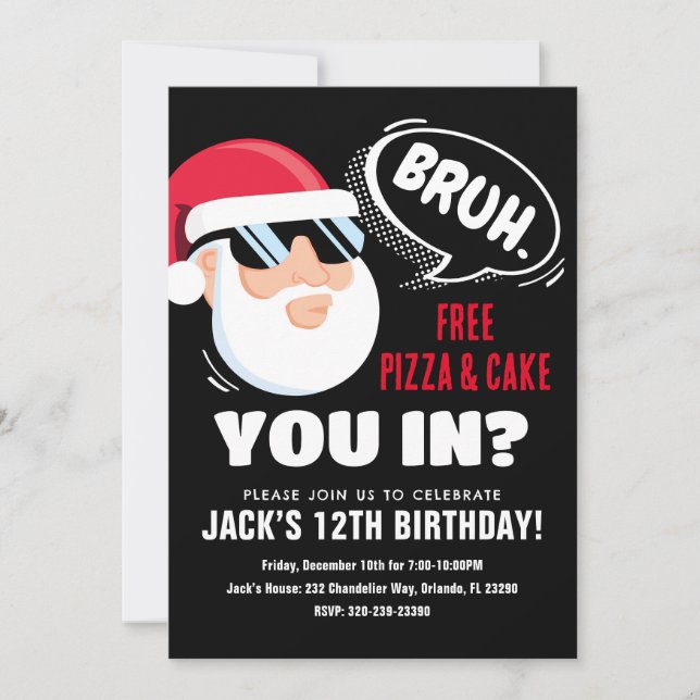 Bruh Teen Birthday Invitation Bruh Holiday Invite (Front)