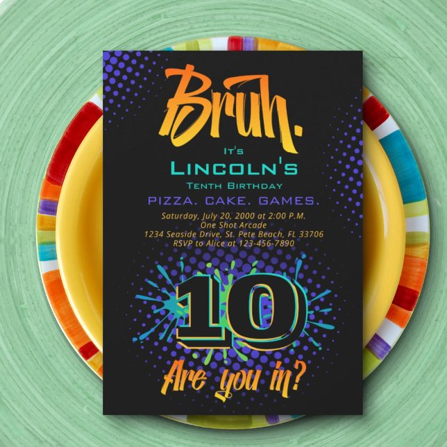 Bruh Teen Boy Birthday Invitation (Creator Uploaded)