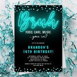 BRUH Teen Boy Neon Birthday Party Invitation<br><div class="desc">Birthdays are a time to make memories, and planning a special party for a teenage boy can be a great way to do just that. By offering a cool template for a fun themed party invitation, complete with colorful confetti and a blue neon script sign that reads ‘bruh’, parents can...</div>