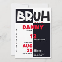 Bruh Teen Tween Teenagers Bold Black Boy Birthday