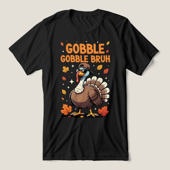 Bruh Thanksgiving Turkey Gobble Kids Teens  Tri-Blend Shirt (Design Front)