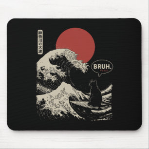 Bruh.' The Great Wave Kanagawa Funny Japanese Surf Mouse Mat