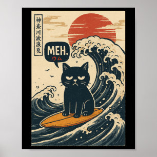 Bruh. The Great Wave Kanagawa Funny Japanese Surfi Poster