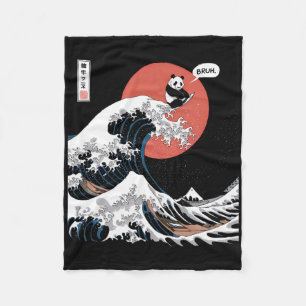 Bruh The Great Wave Kanagawa Funny Japanese Surfin Fleece Blanket