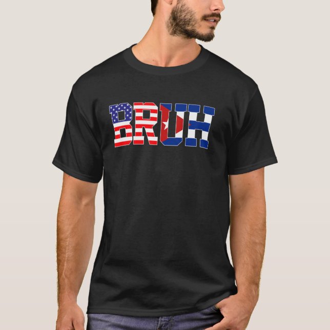 Bruh USA Cuba Country Flag American Cuban Girls T-Shirt (Front)