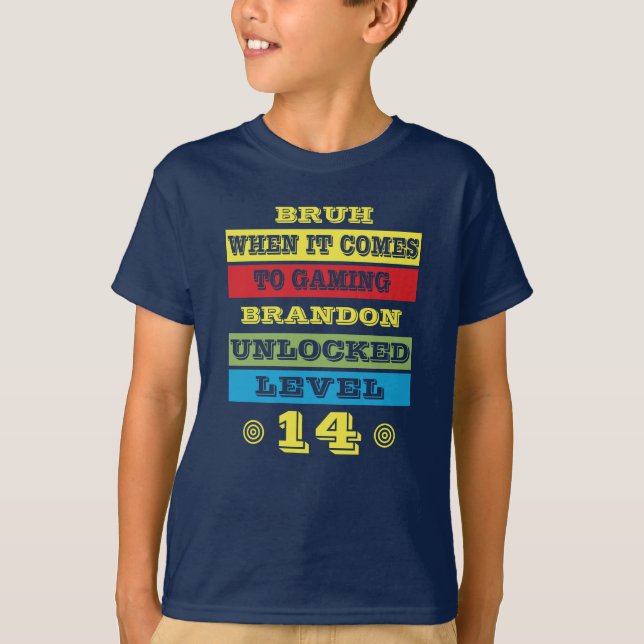 BRUH Video Game Teen Boy Girl Birthday Party T-Shirt (Front)