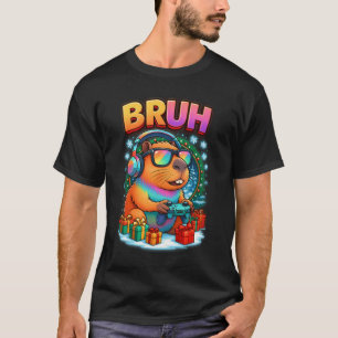 Bruh Video Games Boys Capybara Gaming Merry Christ T-Shirt