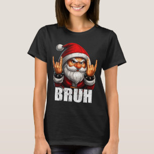 Bruh Vintage Rock On Santa Christmas Pjs Men Boy K T-Shirt
