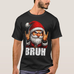 Bruh Vintage Rock On Santa Christmas Pjs Men Boy K T-Shirt
