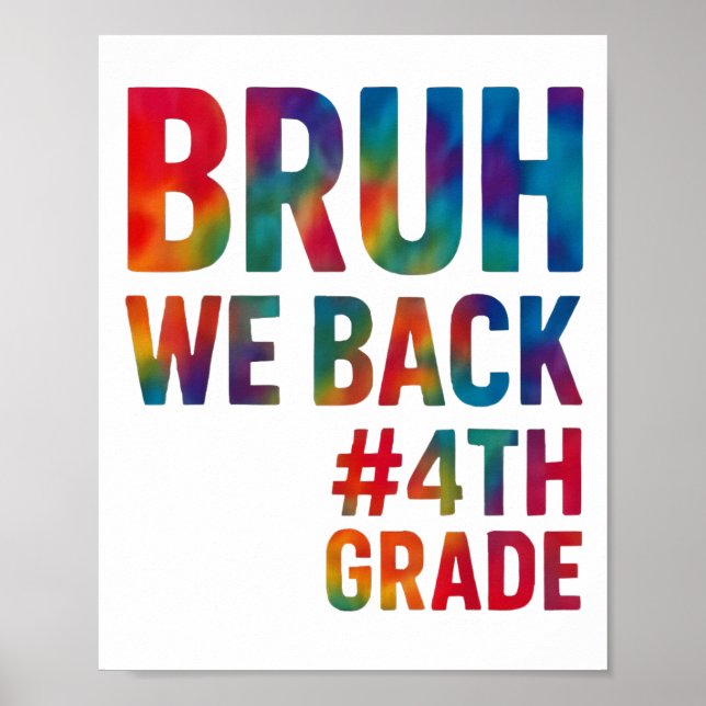 Bruh We Back 4th Grade First Day Of School Glow Up Poster (Front)