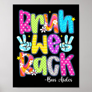 Bruh We Back Bus Aides Chequered Back To School Poster