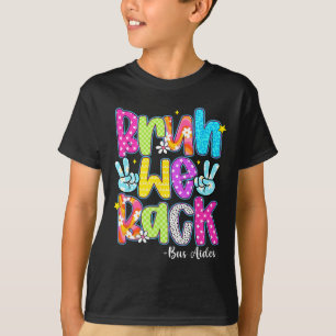 Bruh We Back Bus Aides Chequered Back To School T-Shirt