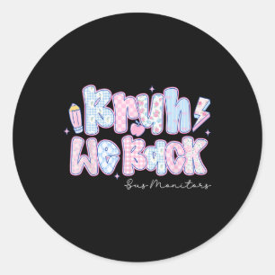 Bruh We Back Bus Monitors Pencil Back To School Classic Round Sticker