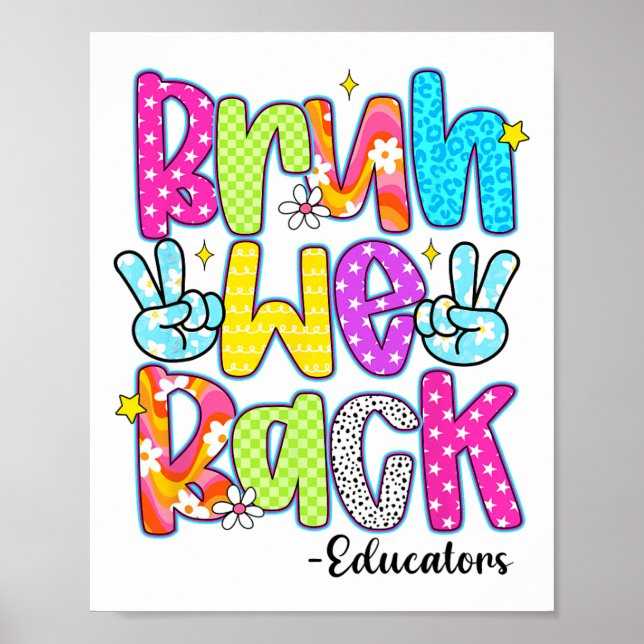Bruh We Back Educators Leopard Back To School  Poster (Front)