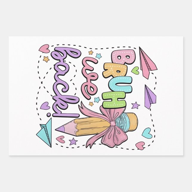 Bruh We Back Funny Back to School Kindergarten Wrapping Paper Sheet (Front)