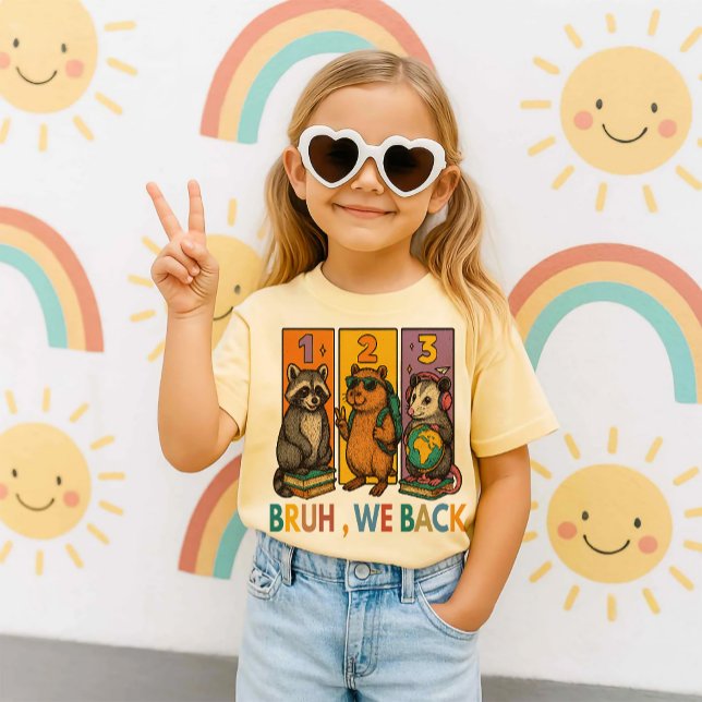 Bruh We Back  Racoon Capybara Opossum School Bac T-Shirt (kindergarten rocks

1st grade crew

2nd grade squad

third grade ready

fourth grade rules

)