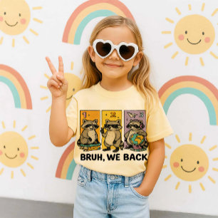 Bruh We Back Racoon   Retro Animal Lover School  T-Shirt
