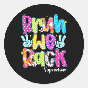 Bruh We Back Supervisors Chequered Back To School Classic Round Sticker