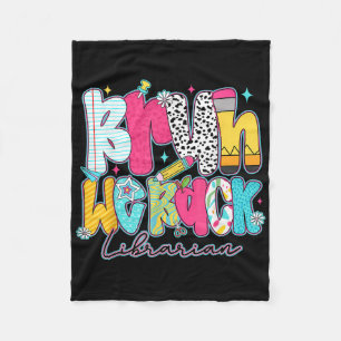 Bruh We Back Teachers Shirt Librarian Library Back Fleece Blanket