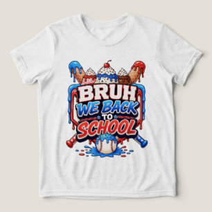 Bruh We Back to School Baseball Ice Cream Drip Tri-Blend Shirt