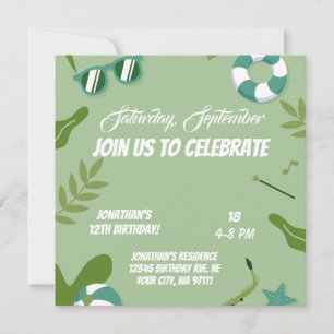 Bruh You In? Neon Glow Blue Green Boy Birthday  Save The Date