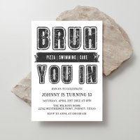 Bruh, You In? Pool Party Teen Boy Birthday