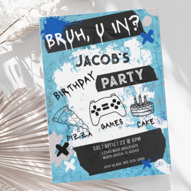 Bruh You In Video Game Teen Boy Birthday Invitation (Creator Uploaded)