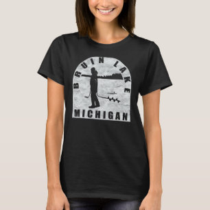 Bruin Lake Ice Fishing Michigan T-Shirt